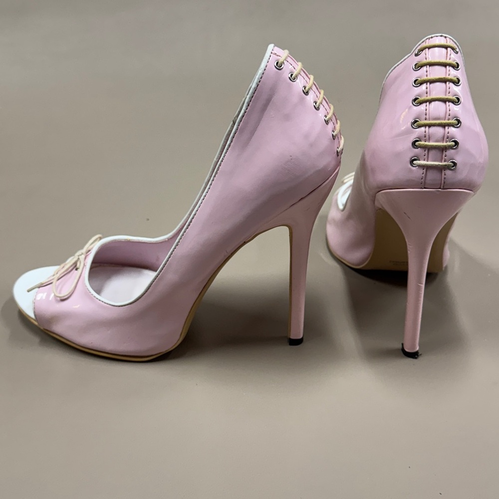 Highest Heel Collection Pink Peep-Toe Stiletto Heels - Picture 7 of 13